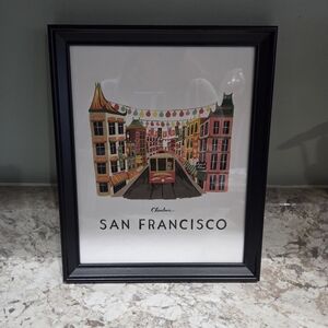 San Francisco Illustrated Cable Car Art Print  Black Frame 8x10 Rifle Paper Co